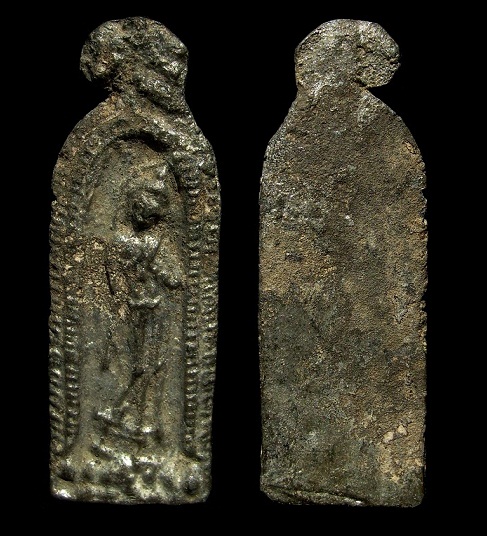 พระลีลาช่อดอกไม้ กรุวัดราชบูรณะ จ.พระนครศรีอยุธยา เนื้อชินเงินผิวปรอท สวยเดิมๆ