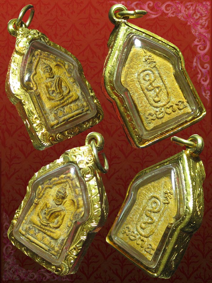 (3) ขุนแผนจิ๋วหรือขุนแผนหลังนะฤๅชัย ผงพรายกุมาร เนื้อเหลืองว่านดอกทอง ปี 30 หลวงพ่อสาคร วัดหนองกรับ