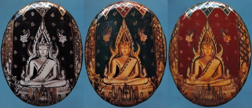 ล็อกเก็ตพระพุทธชินราช พิธีจักรพรรดิมหาพุทธาภิเษก ปี15 ครบชุด 3 องค์ 3 สี ราคาเบาๆ