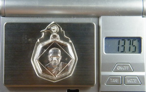 (เคาะเดียว) เหรียญแปดเหลี่ยม เนื้อเงิน หลวงพ่อเปิ่น วัดบางพระ เลี่ยมแล้ว ปี40