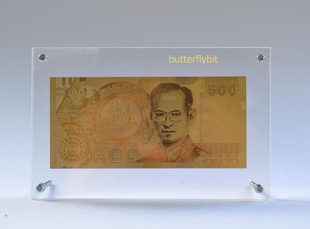 วัดใจ......ธนบัตรที่ระลึก 500 บาท ทองคำ 99.9% pure 24k พร้อมกรอบอะคริคิลสวยหรู