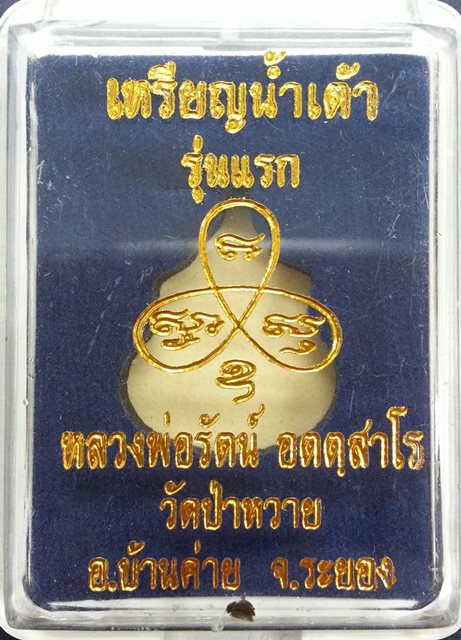 เหรียญน้ำเต้ารุ่นแรก หลวงพ่อรัตน์ วัดป่าหวาย เนื้อเงิน 1 ใน 400 เหรียญ หมายเลข 249