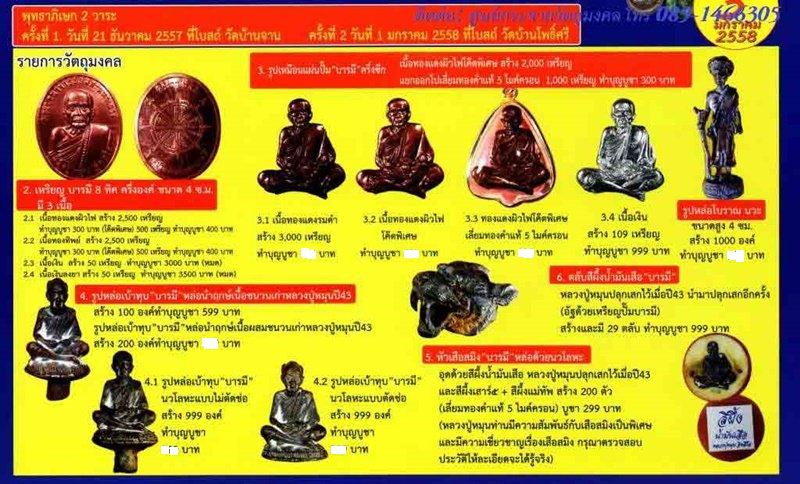 เหรียญบารมี8ทิศ พิมพ์ครึ่งองค์(ขนาด4ซ.ม)หลวงปู่หมุน รุ่นขอพึ่งบารมี ปี2558 เนื้อทองฝาบาตร หมายเลข956