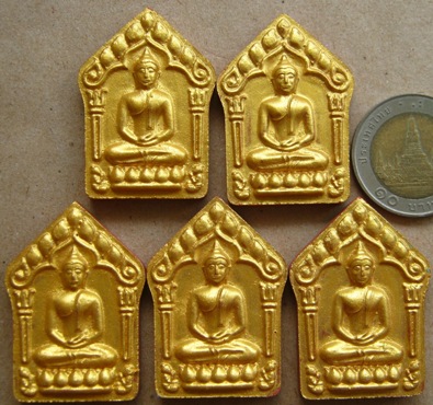 5องค์ พระขุนเเผนพรายกุมารพิมพ์ใหญ่ เนื้อเเดงทาทองฝังตะกรุด หลวงพ่อคูณ รุ่นเมตตา มหานิยม91ปี