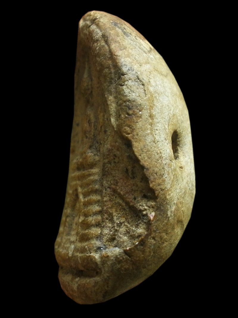 พระพิมพ์เนื้อผงพุทธคุณ  กรุวัดทัพข้าว แบบหลังหูไห่ (มีรู)จ.สุโขทัย สร้างยุครัตนโกสินทร์