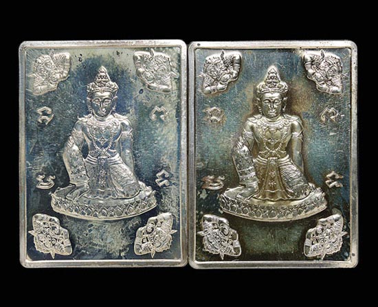 เหรียญท้าวจตุคามรามเทพ พิมพ์สี่เหลี่ยม ยอดนิยม เนื้อเงินแท้