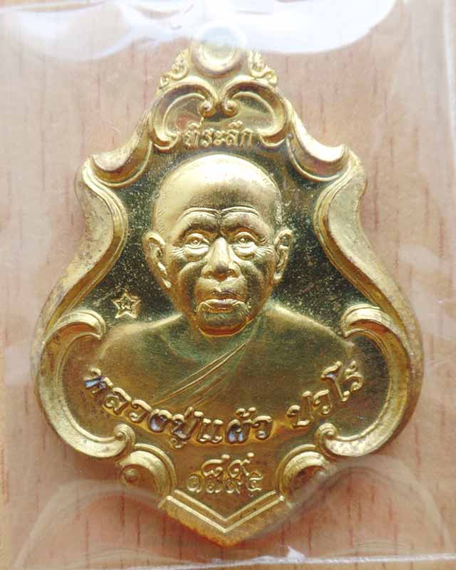 เหรียญปาดตาล หลวงปู่แผ้ว ปวโร วัดรางหมัน เนื้อทองฝาบาตร ปี54