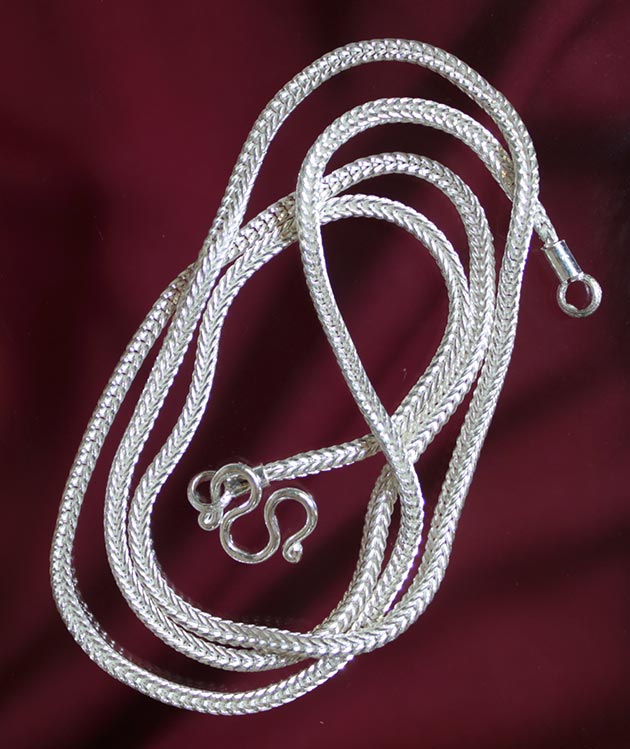 สร้อยเงินแท้ 92.5% ของใหม่ลายสวย 24 นิ้ว