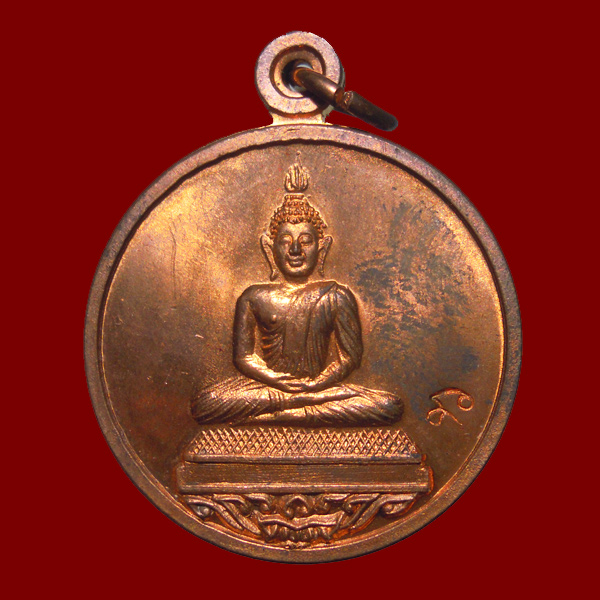 เหรียญหลวงพ่อโสธร หลวงพ่อสาครปลุกเสกเดี่ยว ออกวัดชุมแสง ปี 2555 จ.ระยอง เนื้อทองแดงผิวไฟ เลข 1142