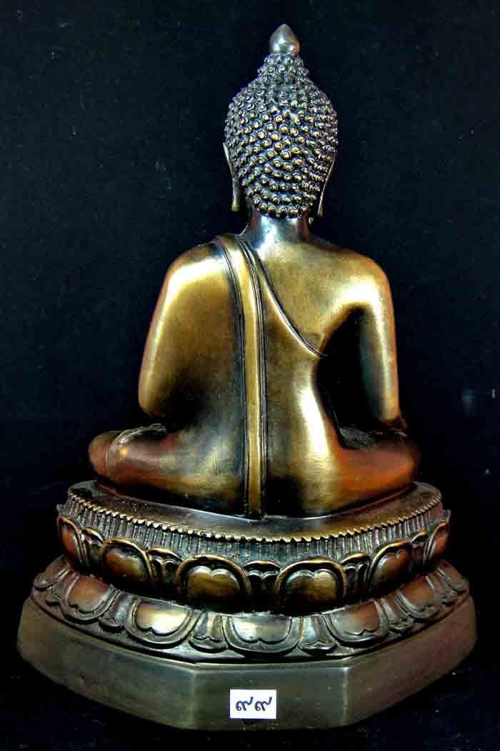 พระพุทธรูปบูชาศิลปะแบบสมัยเชียงแสน เนื้อทองเหลืองสีผิวขันลงหินงานพุทธศิลป์ใหม่ประณีตสวยงามมาก ขนาดหน