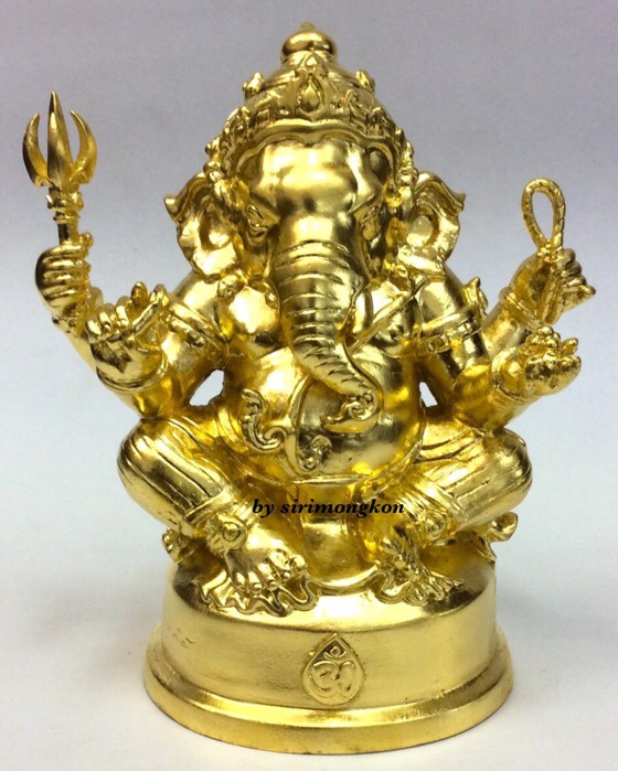 พระพิฆเนศ ปางนั่งบรมครู รุ่น100ปี กรมศิลปากร ขนาดบูชา หน้าตัก 4 นิ้วครึ่ง เนื้อนวโลหะ ปิดทอง