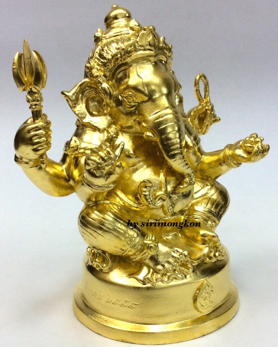 พระพิฆเนศ ปางนั่งบรมครู รุ่น100ปี กรมศิลปากร ขนาดบูชา หน้าตัก 4 นิ้วครึ่ง เนื้อนวโลหะ ปิดทอง