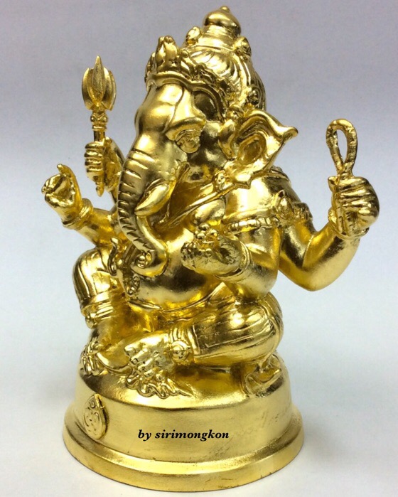 พระพิฆเนศ ปางนั่งบรมครู รุ่น100ปี กรมศิลปากร ขนาดบูชา หน้าตัก 4 นิ้วครึ่ง เนื้อนวโลหะ ปิดทอง