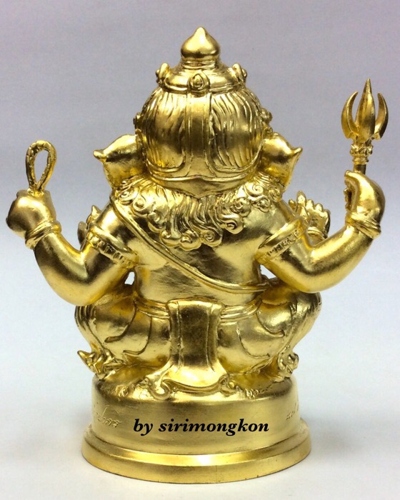 พระพิฆเนศ ปางนั่งบรมครู รุ่น100ปี กรมศิลปากร ขนาดบูชา หน้าตัก 4 นิ้วครึ่ง เนื้อนวโลหะ ปิดทอง