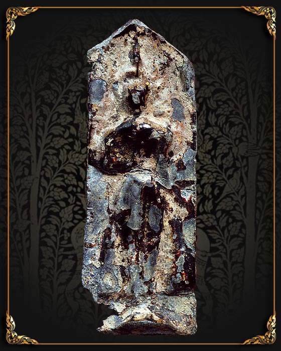 พระกรุวัดกลางตลาดพลู กรุงเทพ พิมพ์ยืน เนื้อชินตะกั่ว ลงรักปิดทอง