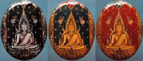 ล็อกเก็ตพระพุทธชินราช พิธีจักรพรรดิมหาพุทธาภิเษก ปี15 ครบชุด 3 องค์ 3 สี ราคาเบาๆ