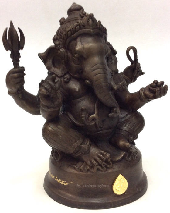 พระพิฆเนศ ปางนั่งบรมครู รุ่น 100 ปี กรมศิลปากร ขนาดบูชา หน้าตัก 4 นิ้วครึ่ง เนื้อโลหะผสม No.2414