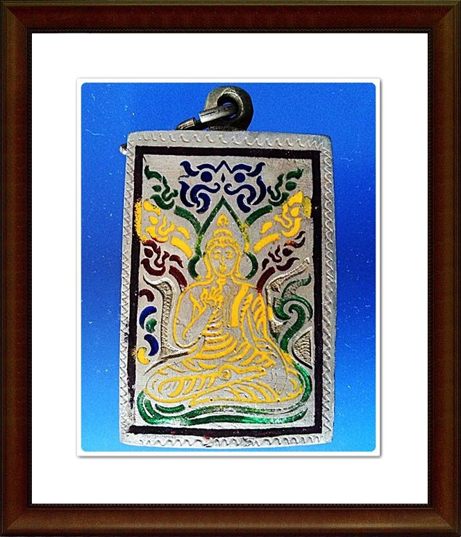 ตลับพระสมเด็จ เงินลงยา ฝังพลอยขาว