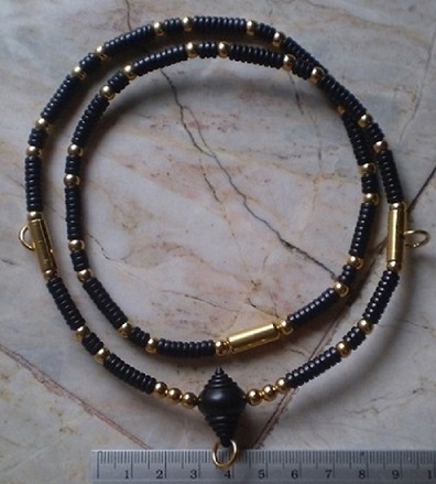 สร้อยกะลาตาเดียว  3  ห่วง  เม็ดแสตนเลสทองงานเลเซอร์  เคาะเดียว 