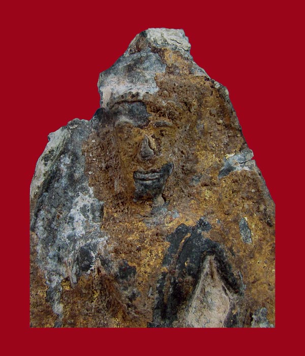 พระท่ากระดานหูช้าง กรุวัดเทวสังฆาราม(เหนือ) กาญจนบุรี เนื้อชินตะกั่วสนิมแดง องค์รองแชมป์งานสามพราน