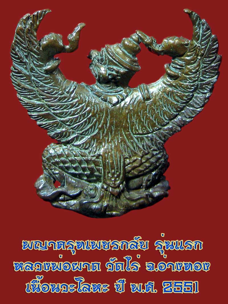 (15) พญาครุฑ รุ่น 1 (เนื้อนวโลหะ) หลวงปู่ผาด วัดไร่ อ่างทอง พ.ศ.2551