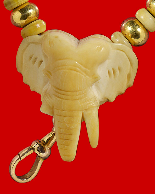 สร้อยงา+เม็ดทอง+ก้ามปูทองคำ ยาว70ซม.(สวมหัวได้)