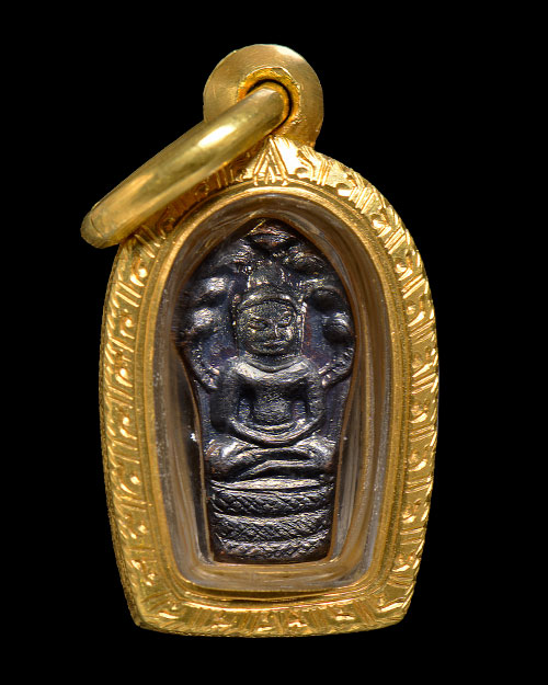 พระปรกใบมะขาม หลวงปู่ตื้อ วัดป่าอรัญญวิเวก จ.นครพนม+เลี่ยมทองหนาหนา