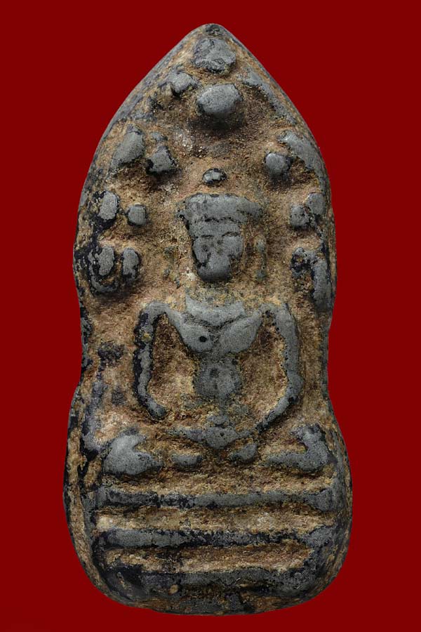 พระนาคปรก หลังปรกเจ็ด เนื้อชินเขียว กรุวังบัว จ.เพชรบุรี