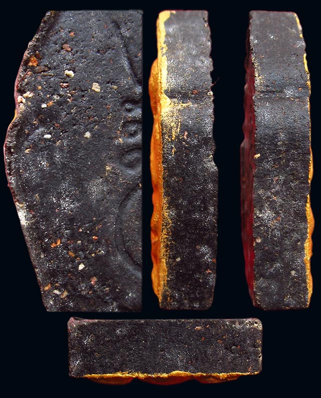 พระปิดตาห้าเหลี่ยม เนื้อดำทาทอง หลวงปู่บัว ถามโก วัดศรีบุรพาราม รุ่น ที่ระลึกหล่อรูปเหมือน ปี ๒๕๔๑