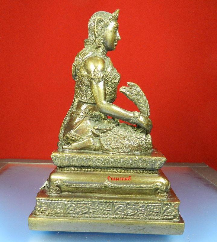 พระแม่โพสพ เนื้อโลหะรมมันปู ขนาดบูชา หน้าตัก 3 นิ้ว หลวงปู่คีย์ วัดศรีลำยอง จ.สุรินทร์ No.62