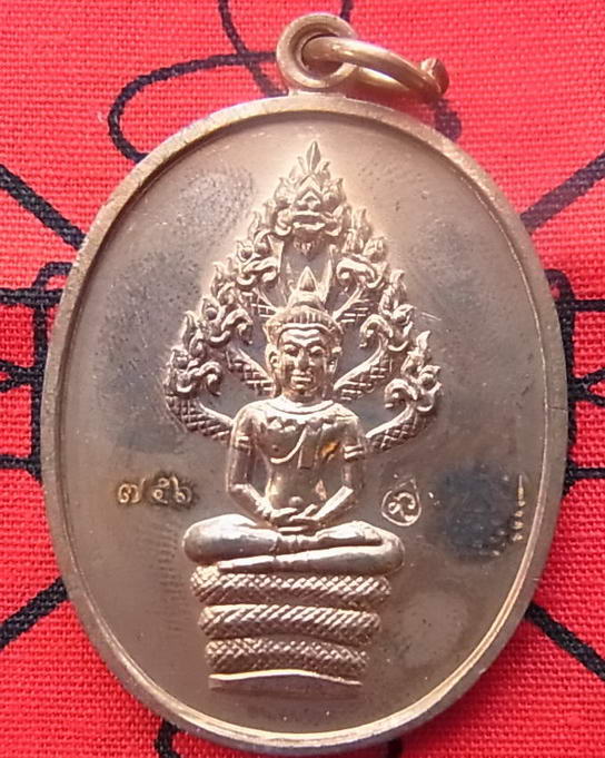 เหรียญพระนาคปรก ไตรมาส ๕๑ หลวงพ่อสาคร วัดหนองกรับ ระยอง เนื้อทองแดงผิวไฟ เลขสามหลัก ๗๕๖  พร้อมกล่องเ