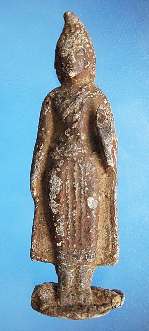 พระเนื้อชินพิมพ์ยืนเนื้อชิน ปิดทองเก่าแท้ดูง่าย