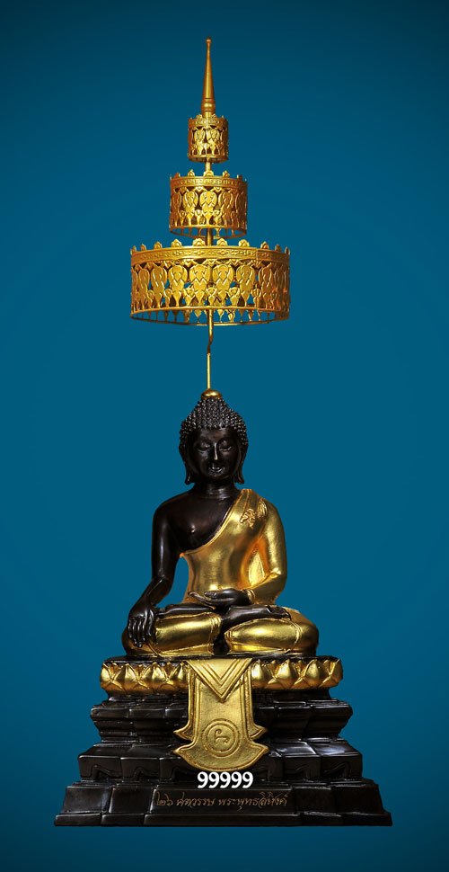 พระบูชาพระพุทธสิหิงค์ ปี55 วัดพระมหาธาตุฯ จ.นครศรีฯ หน้าตัก 5 นิ้ว ปิดทอง พร้อมฉัตร + กล่องเดิม