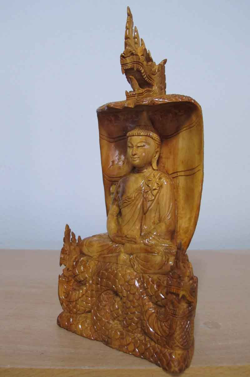 พระบูชาไม้แกะสลัก พิมพ์ พระนาคปรก ศิลป์สวย ขนาด หน้าตัก 4 นิ้ว