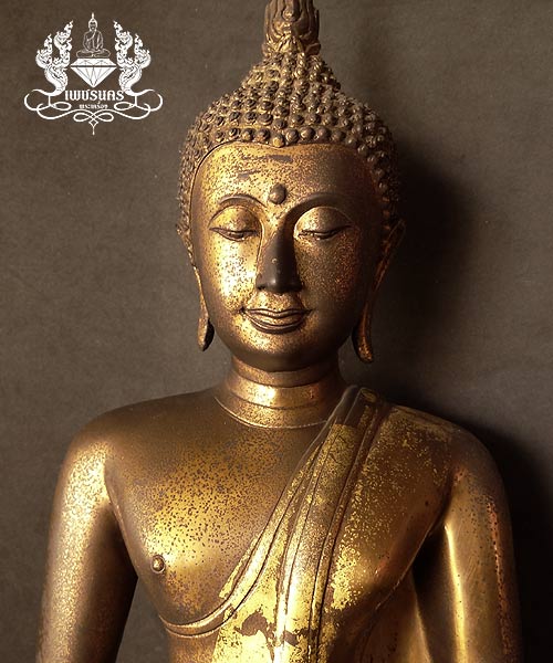  +++ พระบูชาพระพุทธสิหิงค์ วัดบางพลีใหญ่กลาง ปี 2529 เนื้อโลหะ หน้าตัก 9 นิ้ว +++