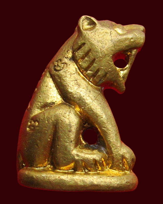 เสือเจ้าทรัพย์มหาเศรษฐี รุ่นแรก ออกวัดประทุน หลวงปู่บัว ถามโก วัดศรีบุรพาราม จ.ตราด เนื้อทองเหลือง