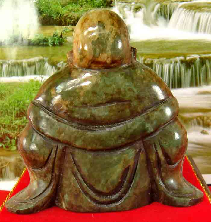 ***พระสังกัจจายน์ เทพเจ้าแห่งโชคลาภ เนื้อหินหยกสีเขียวอมเทาเข้มขลัง ทำพิธีและนำเข้าจากจีน ขนาดหน้าตั