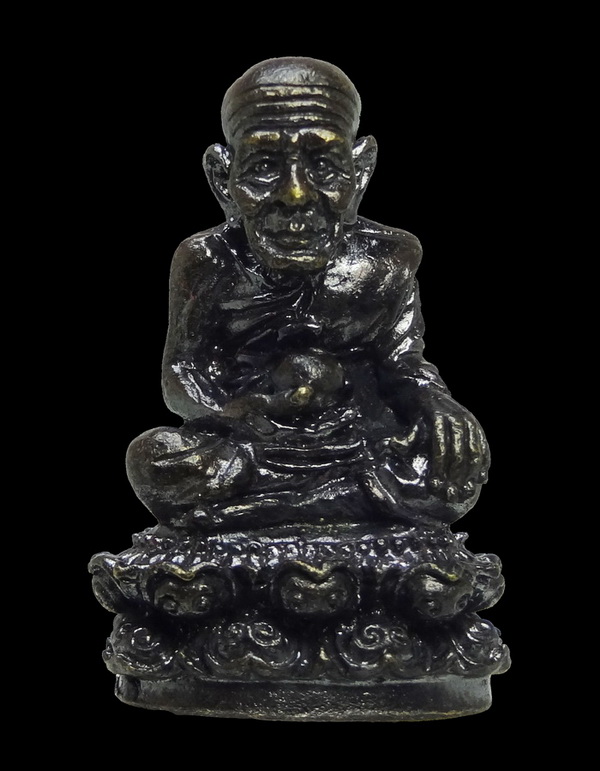 หลวงปู่ทวดกริ่งนิ้วกระดก เนื้อโลหะรมดำ(ยิงเลเซอร์ใต้ฐาน)วัดจตุธาตุธาราม