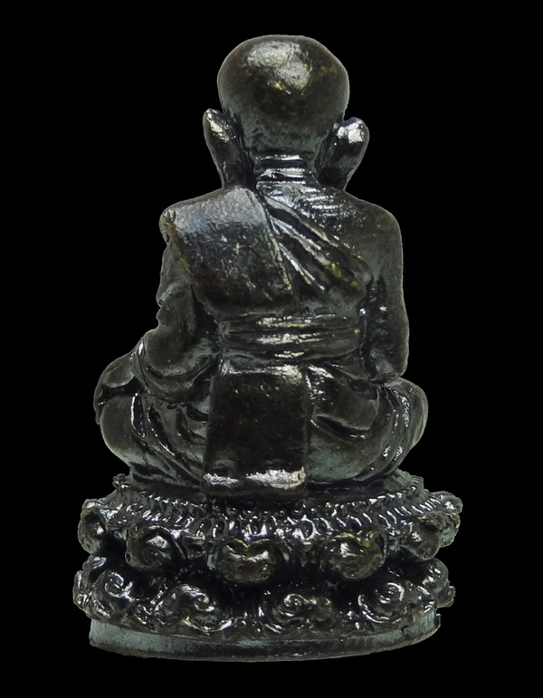 หลวงปู่ทวดกริ่งนิ้วกระดก เนื้อโลหะรมดำ(ยิงเลเซอร์ใต้ฐาน)วัดจตุธาตุธาราม