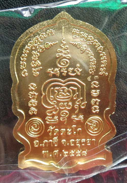 43(เหรียญนั่งพาน รุ่น ชนะมาร เนื้อทองทิพย์(สร้าง 2999) หลวงพ่อรวย วัดตะโก อยุธยา มี2โค๊ด+หมายเลข ๔๓ 