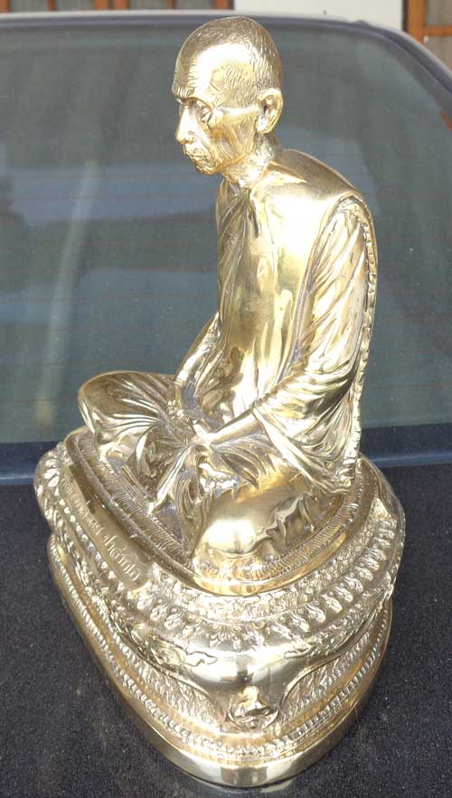 95++พระบูชาหน้าตัก 5 นิ้ว สูง 8.5นิ้ว เนื้อทองเหลืองขัดเงา ((รวยโชคลาภ)) หลวงพ่อรวย วัดตะโก ภาชี อยุ