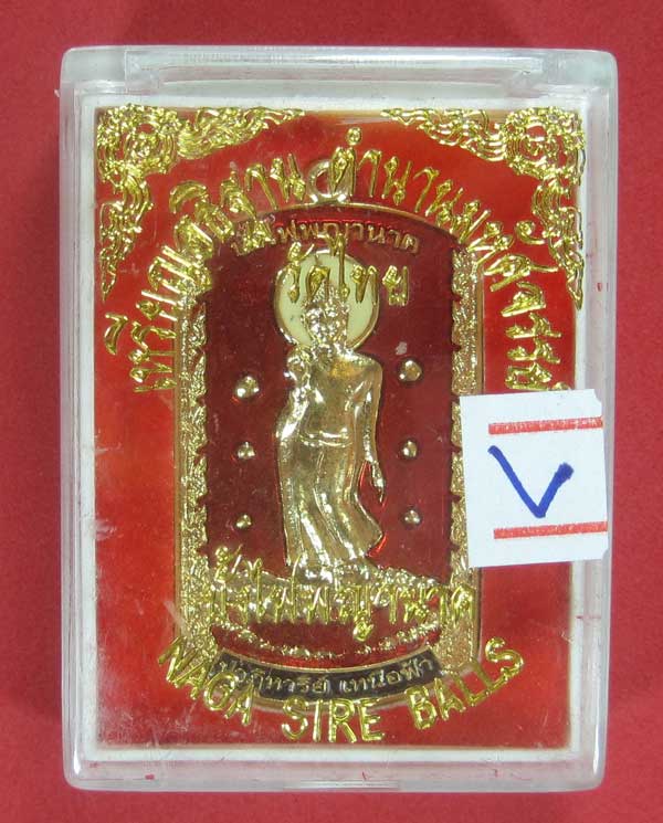 วัดใจเหรียญอธิฐานตำนานมหัศจรรย์วัดไทยเมืองบั้งไพพญานาค อ.โพนพิสัย จ.หนองคาย ปางลีลาลงยา 3 สีหน้าหลัง