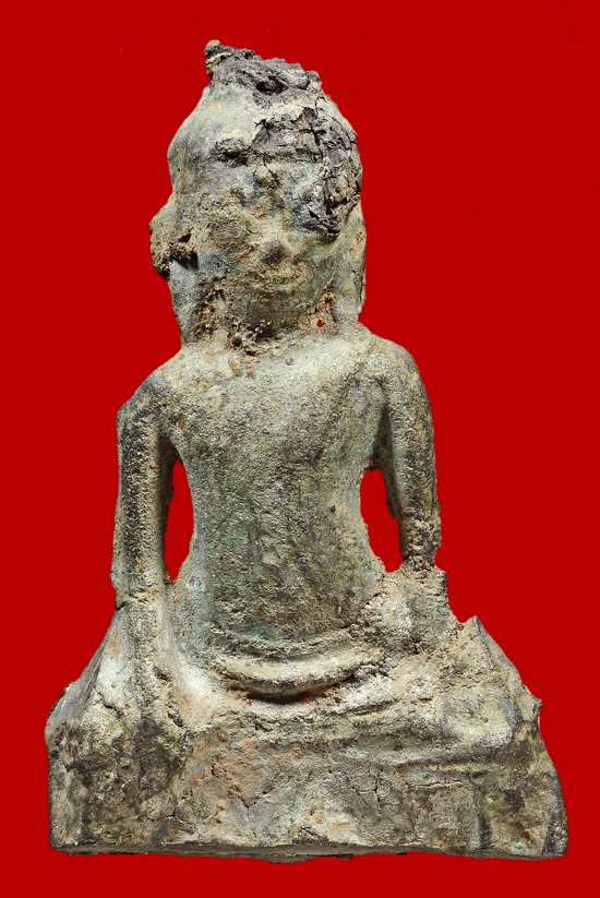 พระอู่ทองท้องช้าง พิมพ์ใหญ่ เนื้อชินเงิน กรุวัดพระศรีฯ ลพบุรี พร้อมบัตรและใบประกาศ 4 ใบ