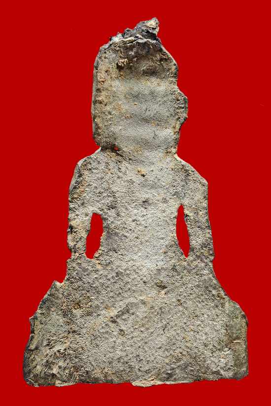 พระอู่ทองท้องช้าง พิมพ์ใหญ่ เนื้อชินเงิน กรุวัดพระศรีฯ ลพบุรี พร้อมบัตรและใบประกาศ 4 ใบ