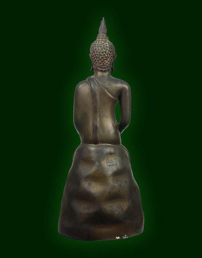 พระบูชา รัชกาล ปางป่าเลไลย์ ตามุก เนื้อทองเหลือง ผิวหิ้ง ขี้ยุงเพียบ