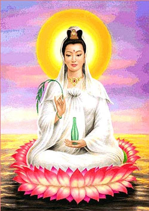 รูปหล่อพระโพธิสัตว์ เจ้าแม่กวนอิม เลี่ยมเก่า