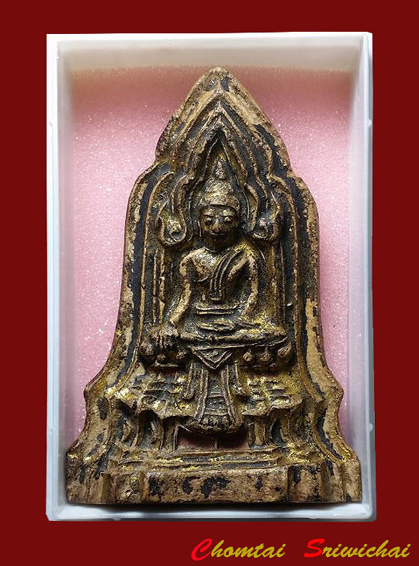 พระโคนสมอ พิมพ์เล็ก เนื้อดิน รัด ชาด ทองเดิมในกรุ