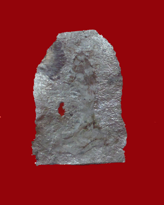 พระร่วงนั่งแผงตัดเดี่ยว กรุวัดราชบูรณะ จ.อยุธยา เนื้อชินเงิน เลี่ยมเงิน เคาะเดียว