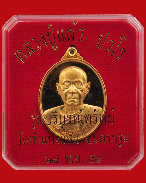 เหรียญรุ่นบริบูรณ์ทรัพย์ หลวงปู่แผ้ว ปวโร วัดกำแพงแสน ชุดกรรมการเนื้อเงินลงยา