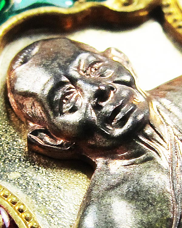 เหรียญเสมา 6 รอบ แยกกรรมการ_46 พื้นดีบุก ขอบปลอกลูกปืน องค์นวะ หลวงพ่อสาคร วัดหนองกรับ